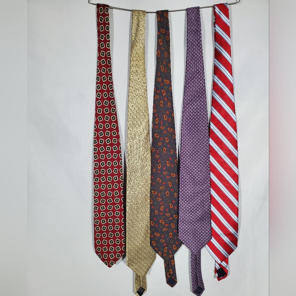 LOT 5 BROOKS BROTHERS 100% SILK STAIN RESISTANT GEOMETRIC PAISLEY NECKTIE TIE